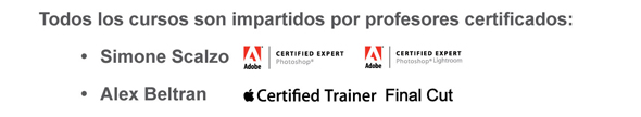 Todos los cursos son impartidos por profesores certificados: Simone Scalzo  Alex Beltran 